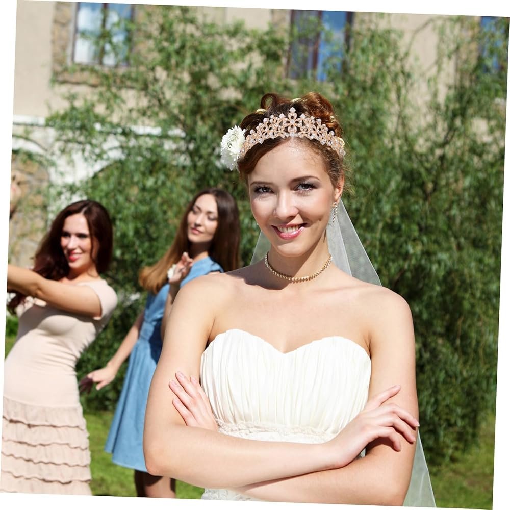 Homoyoyo Bridal Crown Flower Tiara Women Floral Hair ...