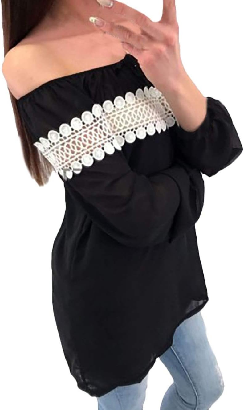 Huixin Women's Blouse Carmen Long Sleeve Bateau Neckline ...