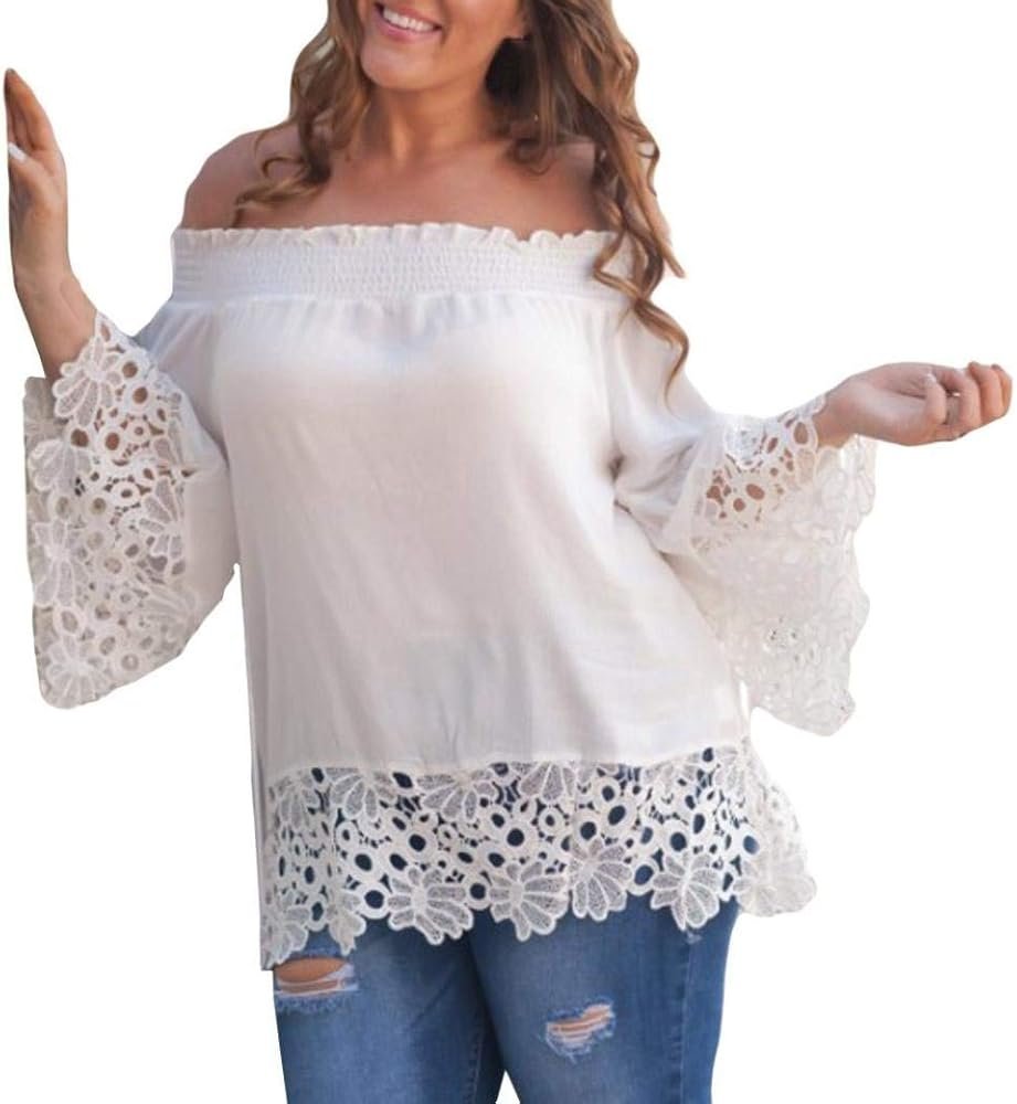 Huixin Women's Blouse Carmen Long Sleeve Bateau Neckline ...