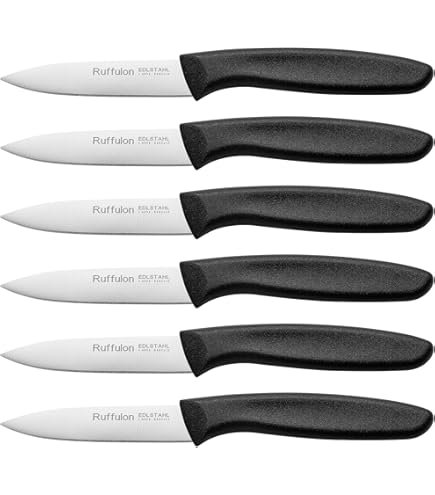 hunnycook - Black kitchen knives, set of 8 sharp office knife, 10 cm ...