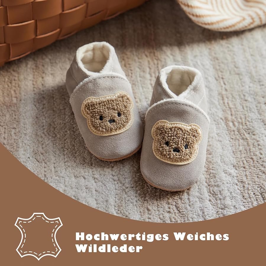 IceUnicorn Baby Winter Warm Plush Soft Leather Slippers Baby Girl ...