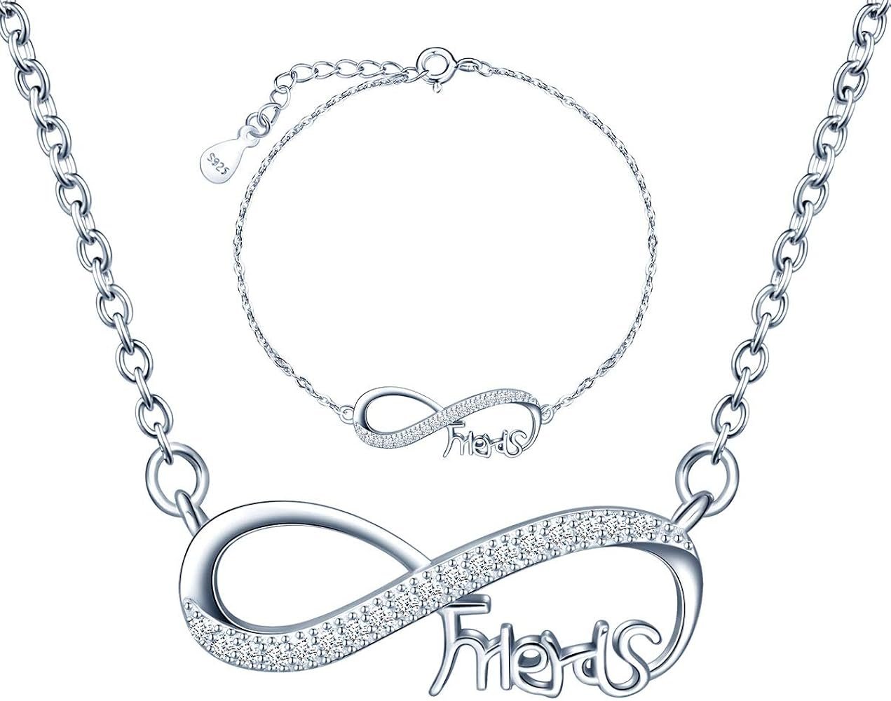 INFINIONLY Ensembles de bijoux en argent 925, Collier et bracelet ...