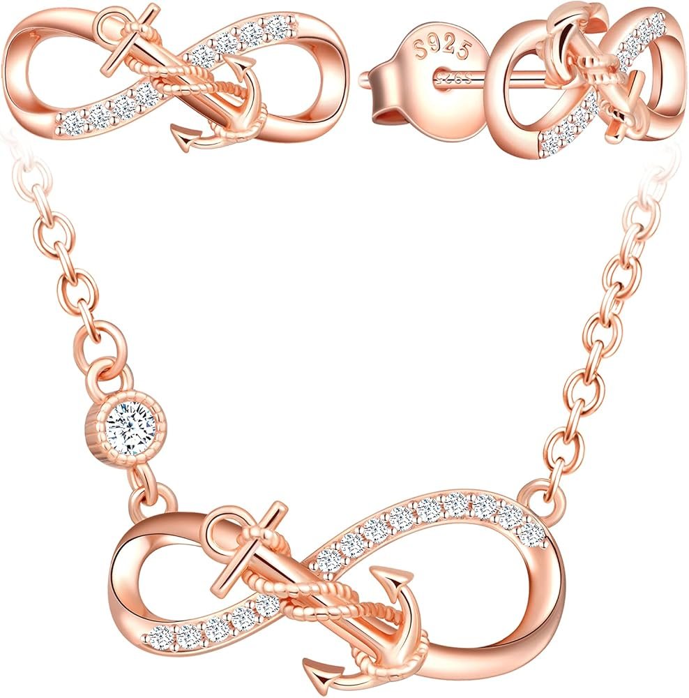 INFINIONLY Ensembles de bijoux en argent 925, Collier et bracelet ...