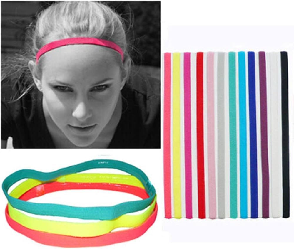 Iwinna Sports Headbands Slim Hairband,Elastic Anti-Slip,Thin ...