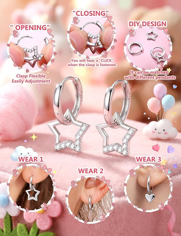 JeweBella Boucles d'oreilles Enfants Fille en Argent 925 Colorées ...