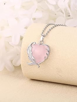 JSDDE Collier Pendentif Coeur avec Ailes Enveloppantes en Quartz ...