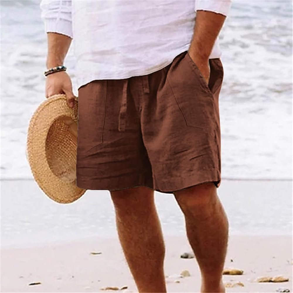 JUANMAO Short Homme Lin Été, Capri Shorts Bermudas ...