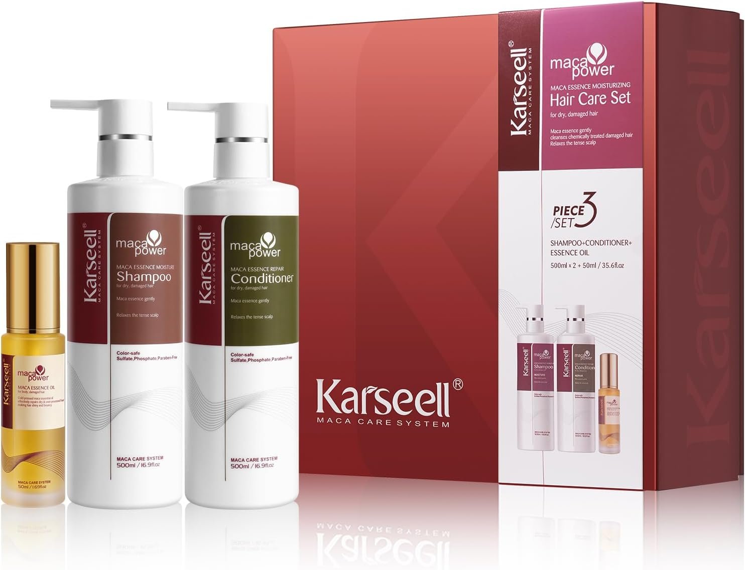 Karseell Maca Essence Huile Cheveux et Shampooing et Après ...