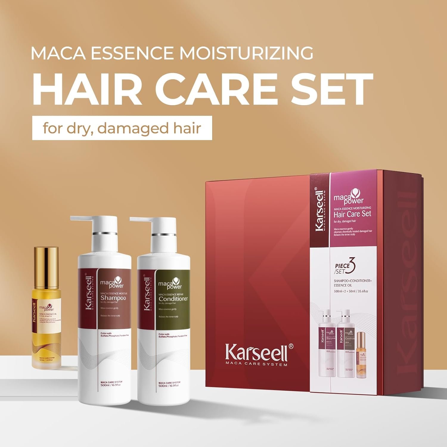 Karseell Maca Essence Huile Cheveux et Shampooing et Après ...