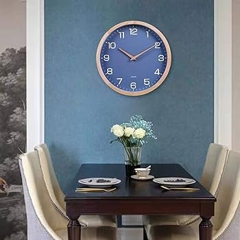 Kesin Wall Clock 12 inch Silent Non Ticking Wood Wall Clocks ...