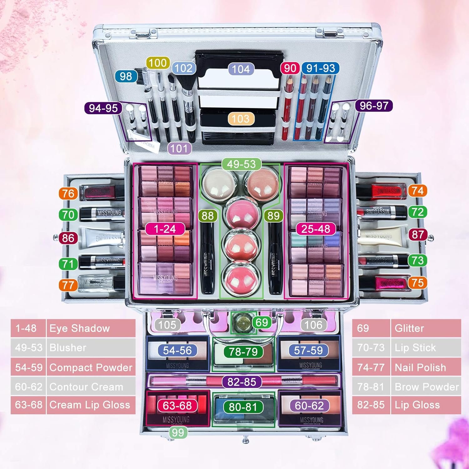 Kit de Maquillage Complet, Coffret Cadeau de