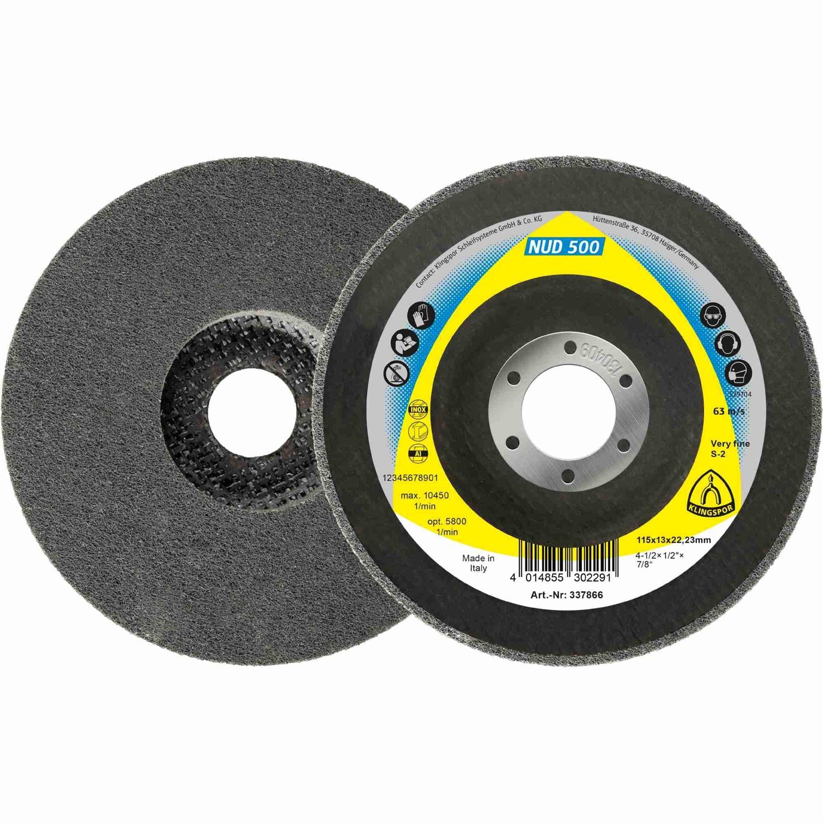 Klingspor NUD 500 Lot de 5 disques compacts 115 x 13 x 22,23 mm ...