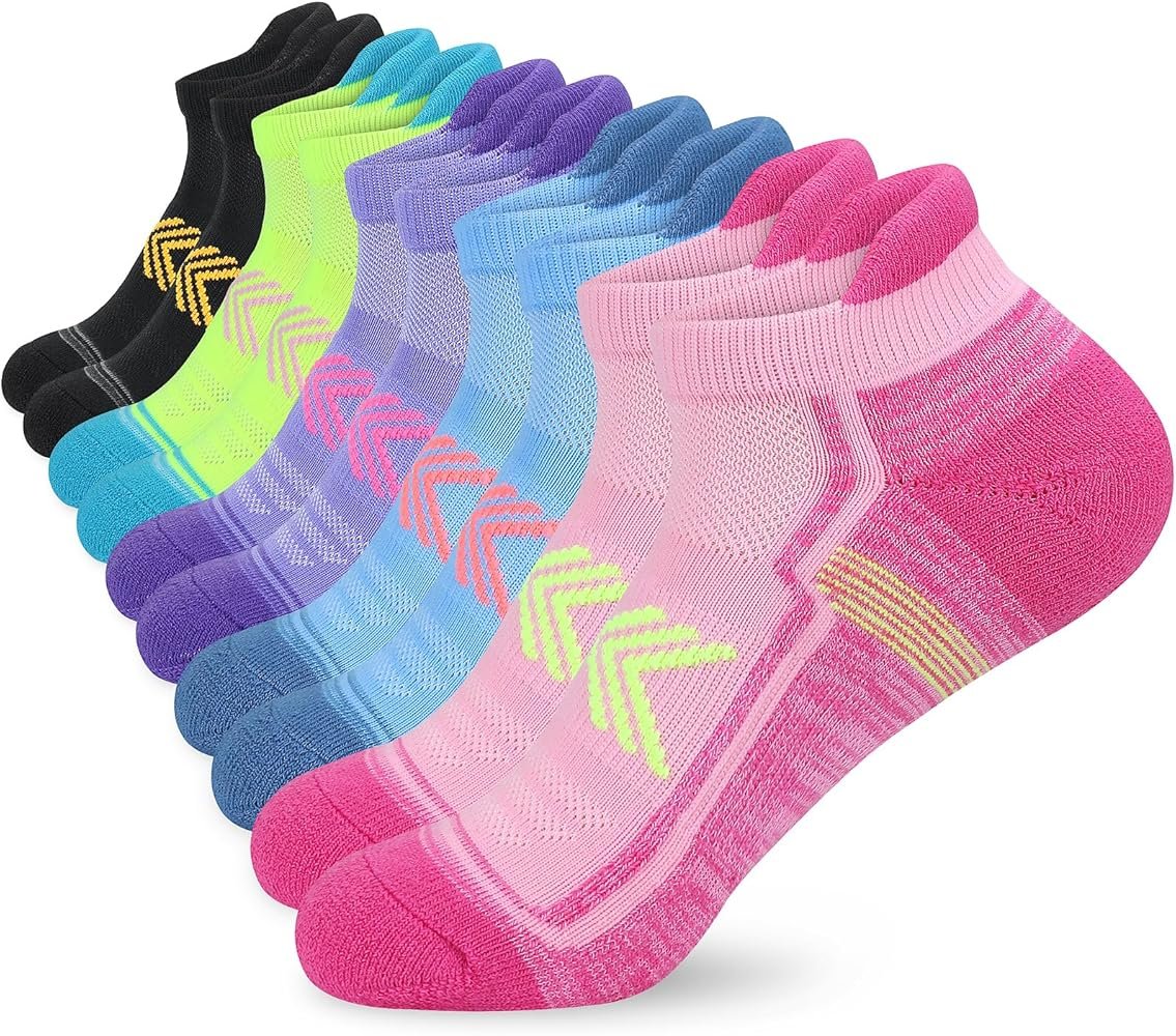 KOOOGEAR 5 Pairs Womens Cotton Padded Sports Socks Anti ...