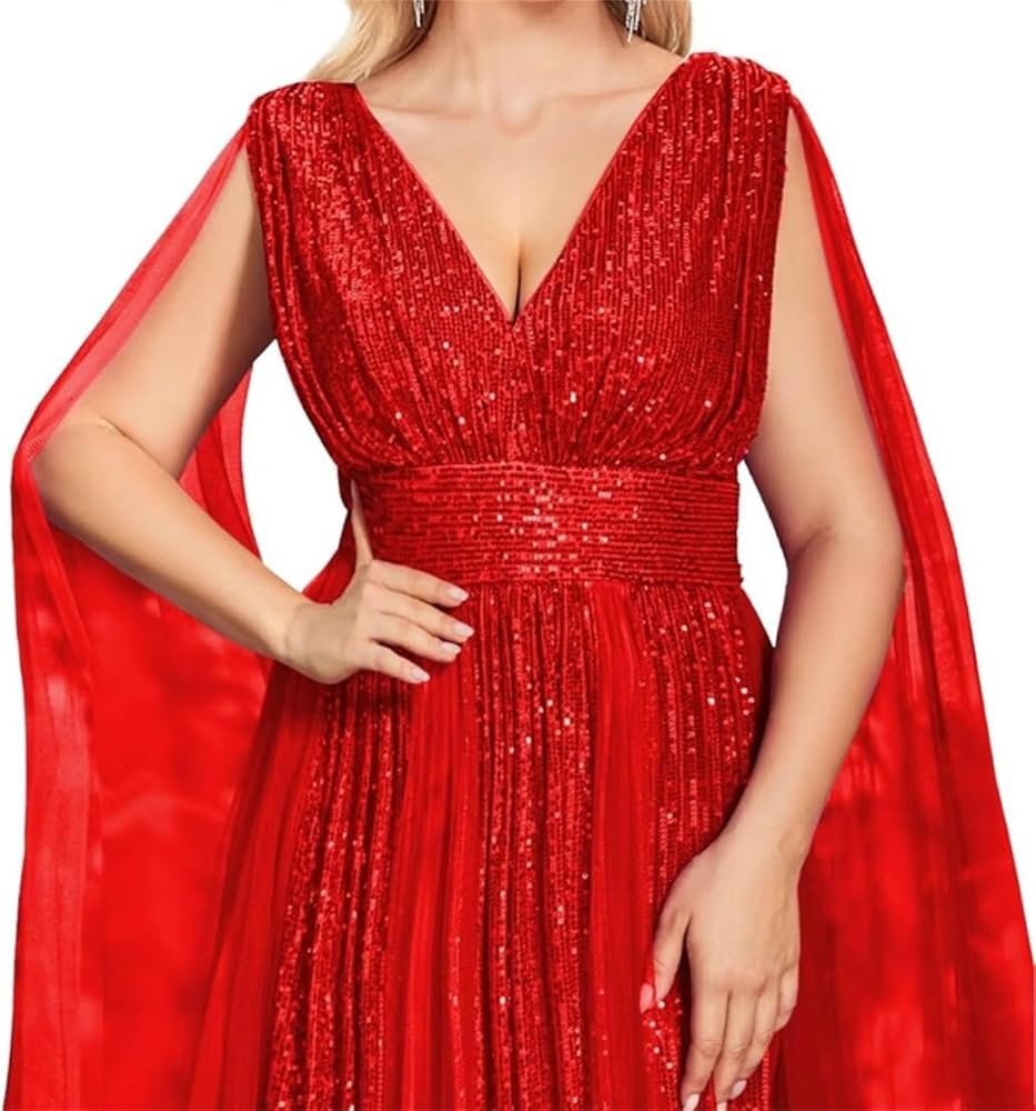 KURFACE Sequined Prom Dresses Prom Dresses V-Neck Tulle ...