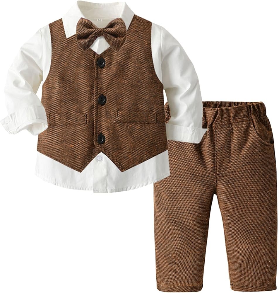 L SERVER 3 Piece Baby Boy Suit Sets Gentleman Blazer Baptism ...