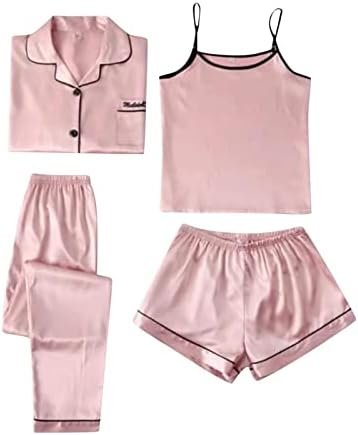 Ladies Plain Ice Silk Pajamas Set Fashion Slim Pajamas ...