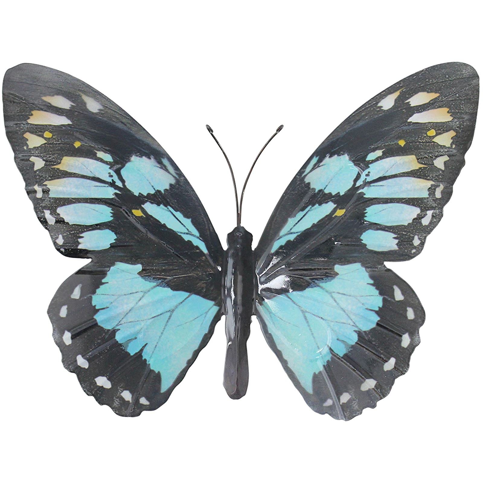 Large Metal Butterfly Light Blue and Black Outdoor Garden Home ...