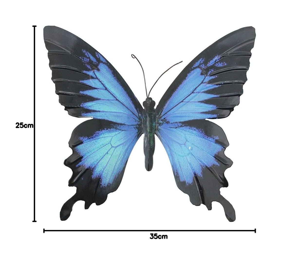 Large Metal Butterfly Light Blue and Black Outdoor Garden Home ...