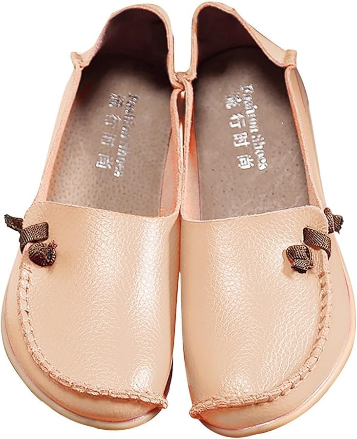 leather flats for women casual loafers slip on flat shoes for ...