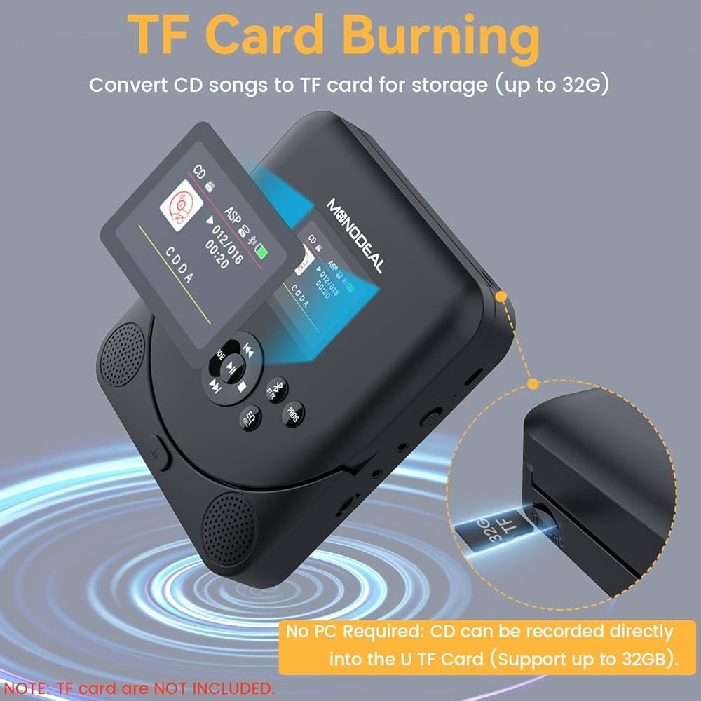 Lecteur CD Portable avec Écran TFT, 2025 Monodeal ...