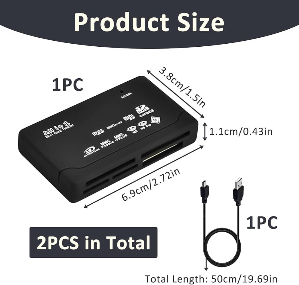 Lecteur de Cartes Mémoire USB 2.0 6 en 1, Adaptateur Carte SD ...