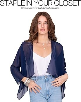 likemary Sheer en Mousseline de Soie Shrug Bolero Couvre-épaule