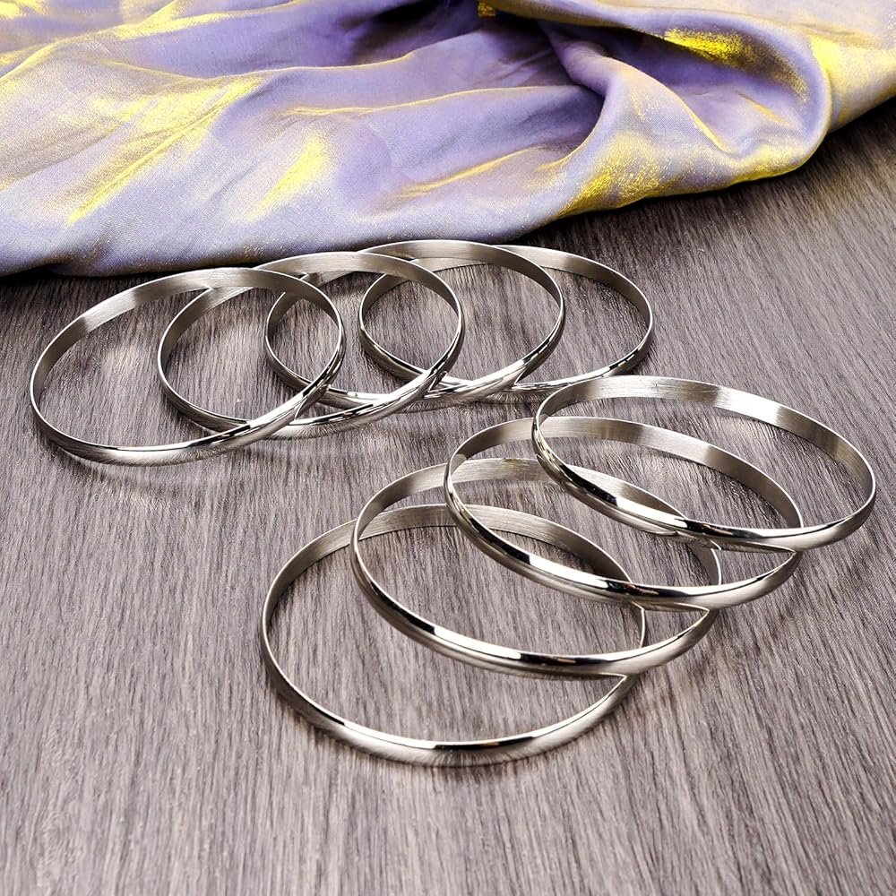 Linkidea Lot de 6 bracelets joncs pour femme en acier inoxydable ...