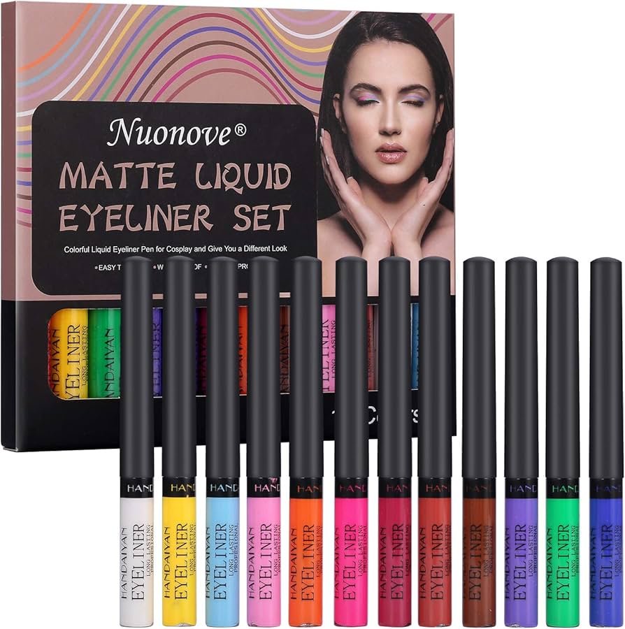 Liquid Eyeliner, Pen Coloré Waterproof, Set of 12 Fluorescent ...