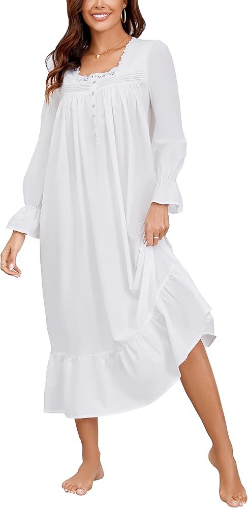 long cotton sleep dress for women sleepwear long sleep ...