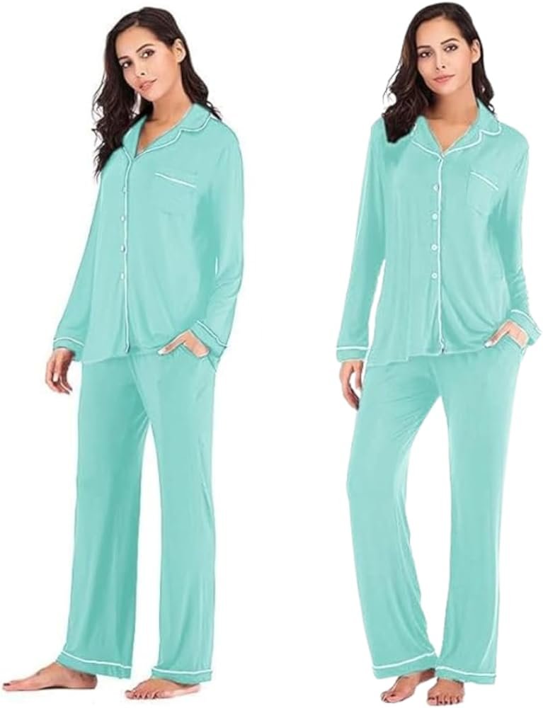 Long Pyjamas Women Cotton Pajamas Set 2 Pieces Long Sleeve ...