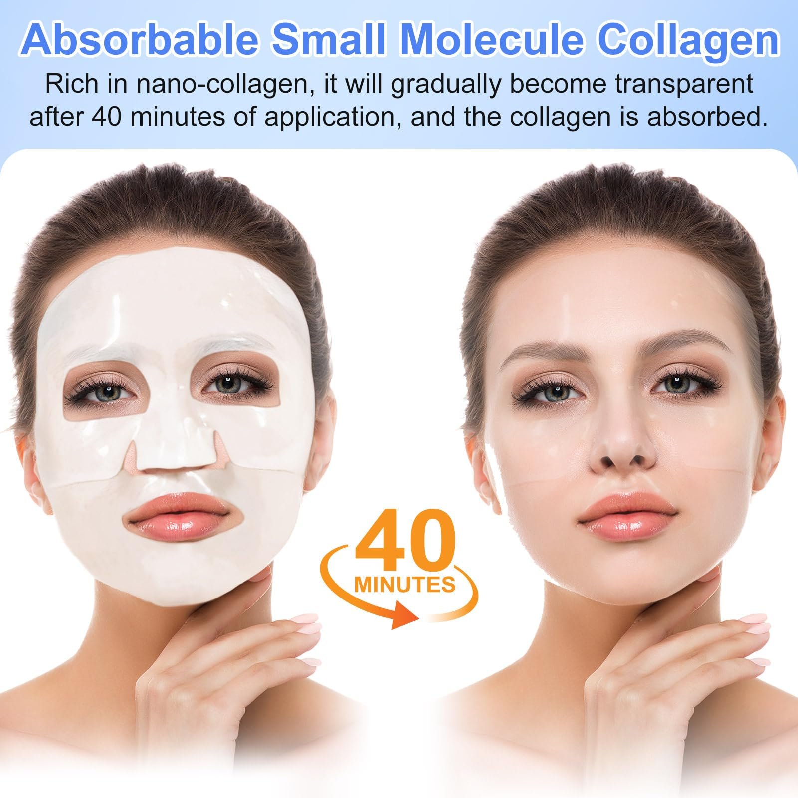Lot de 6 masques faciaux au collagène, masque enveloppant de ...