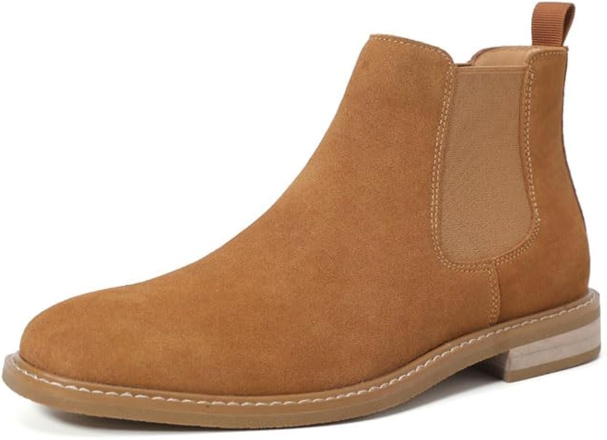 MANLADUO Mens Chelsea Boots Genuine Leather Suede Finish ...