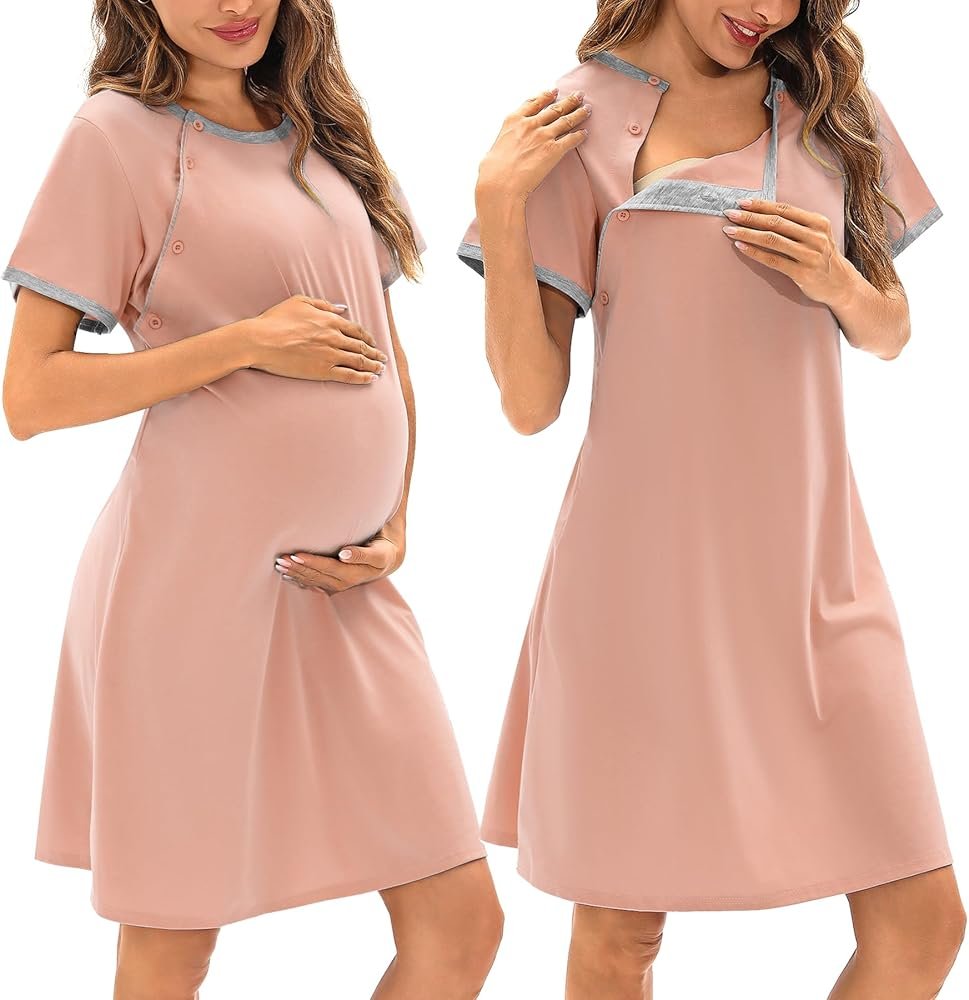 Maternity Nightdress Nursing Pajamas Baby Women Nightgown ...