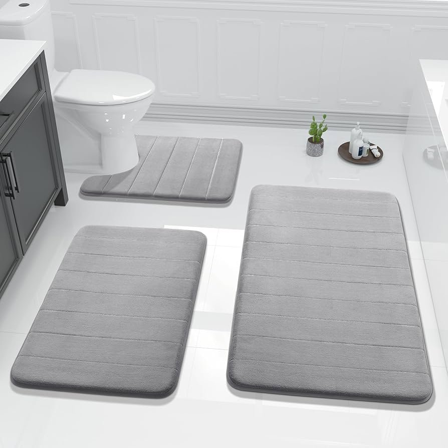 Memory Foam Bath Mat Set 3 Piece Bath Mat Set, U-Shaped ...