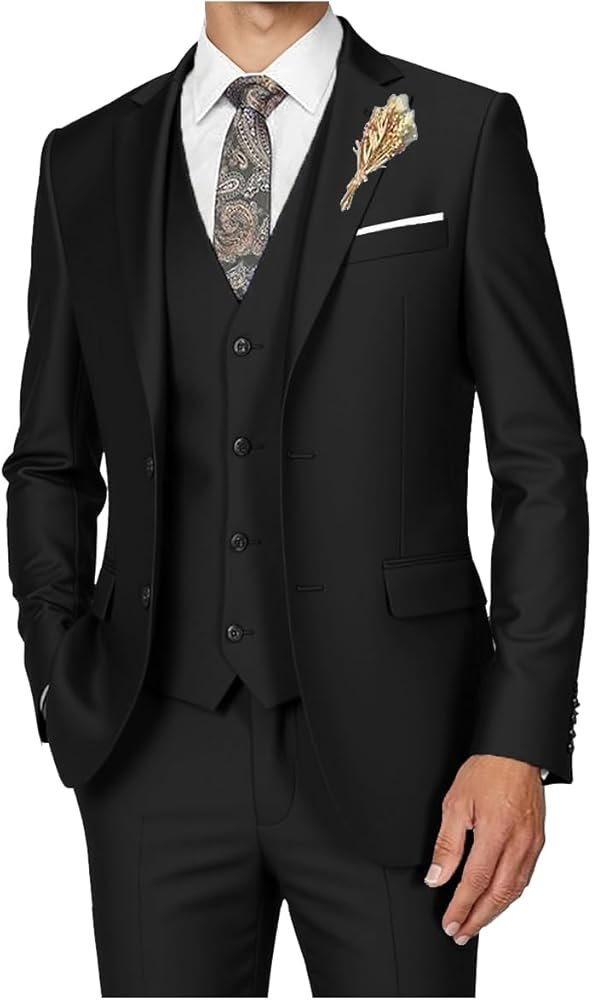 Men's 3-Piece Slim Fit Formal Tuxedo Suit for Wedding Business ...