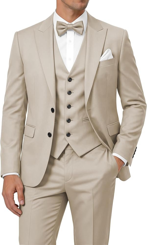 Men's 3-Piece Slim Fit Formal Tuxedo Suit for Wedding Business ...