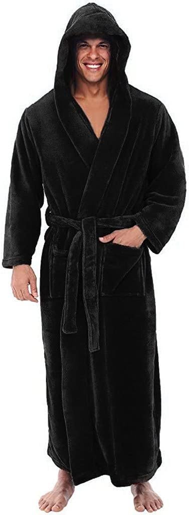 Men's Bathrobes with Belt, V Neck, Long Sleeve, Lightweight, Long ...