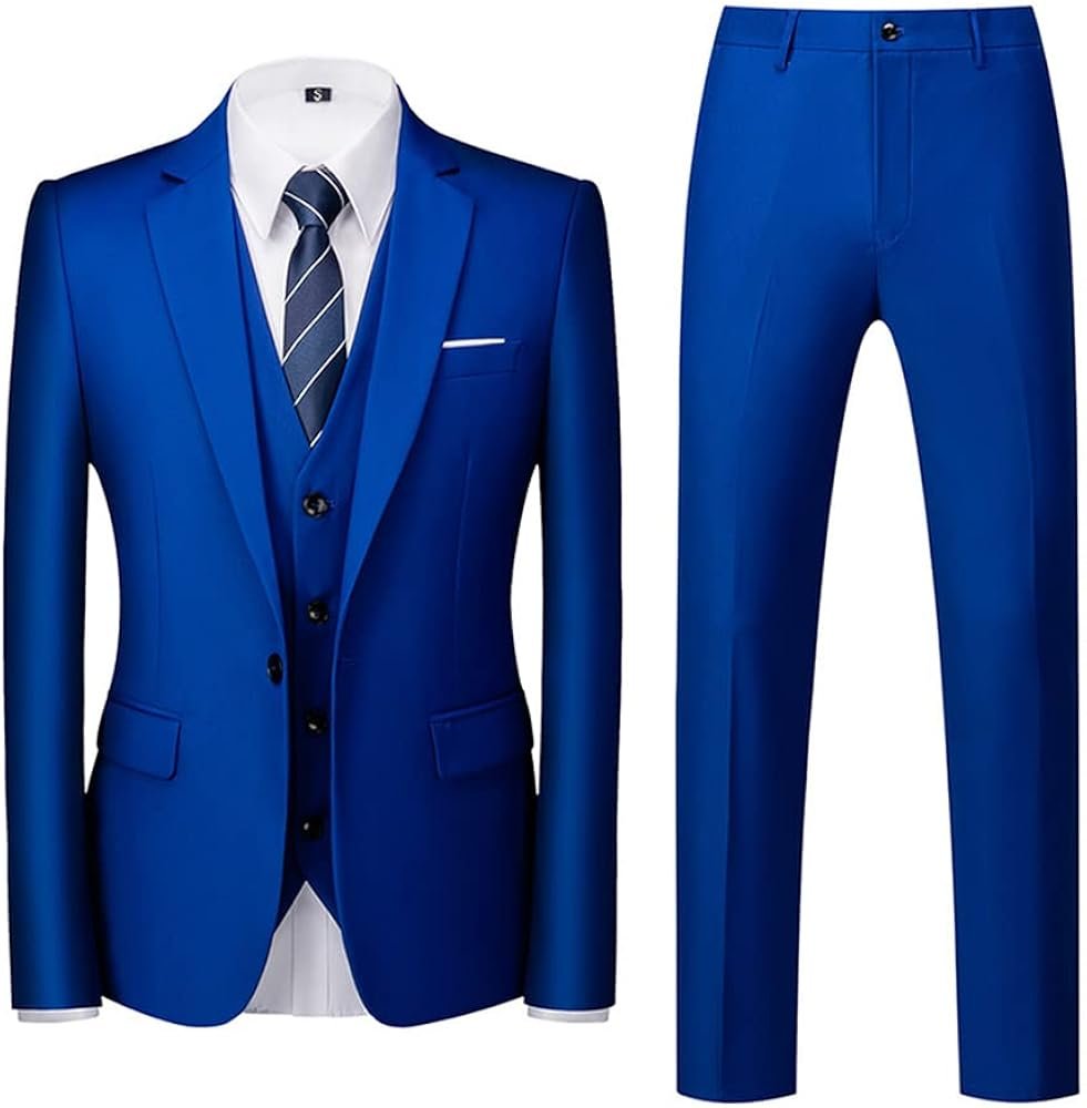 Men's Classic 3 Piece Suit Slim Fit Formal Business Suit Wedding ...