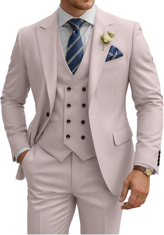 Men's Classic 3 Piece Suit Slim Fit Formal Business Suit Wedding ...