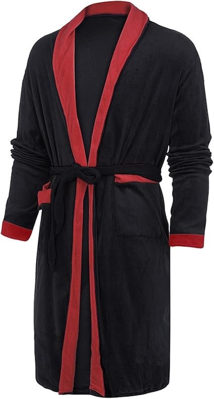 Men's Long Bathrobe, Lightweight Dressing Gown Long Sleeve ...