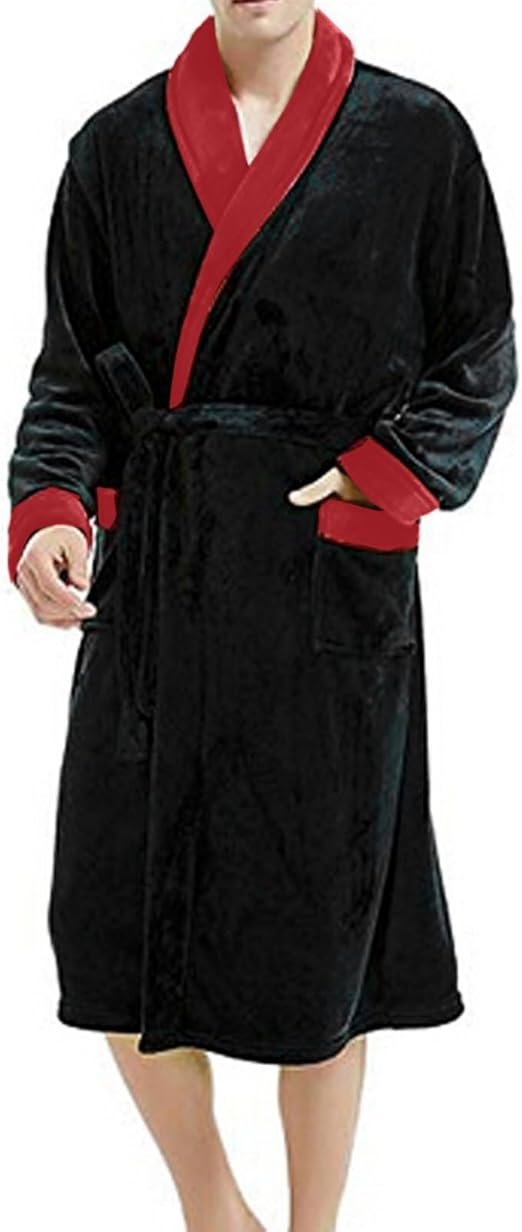 Men's Long Bathrobe, Lightweight Dressing Gown Long Sleeve ...