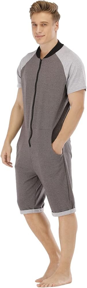 Men's Sexy Long Sleeve Jumpsuits Spring Summer Color Block ...