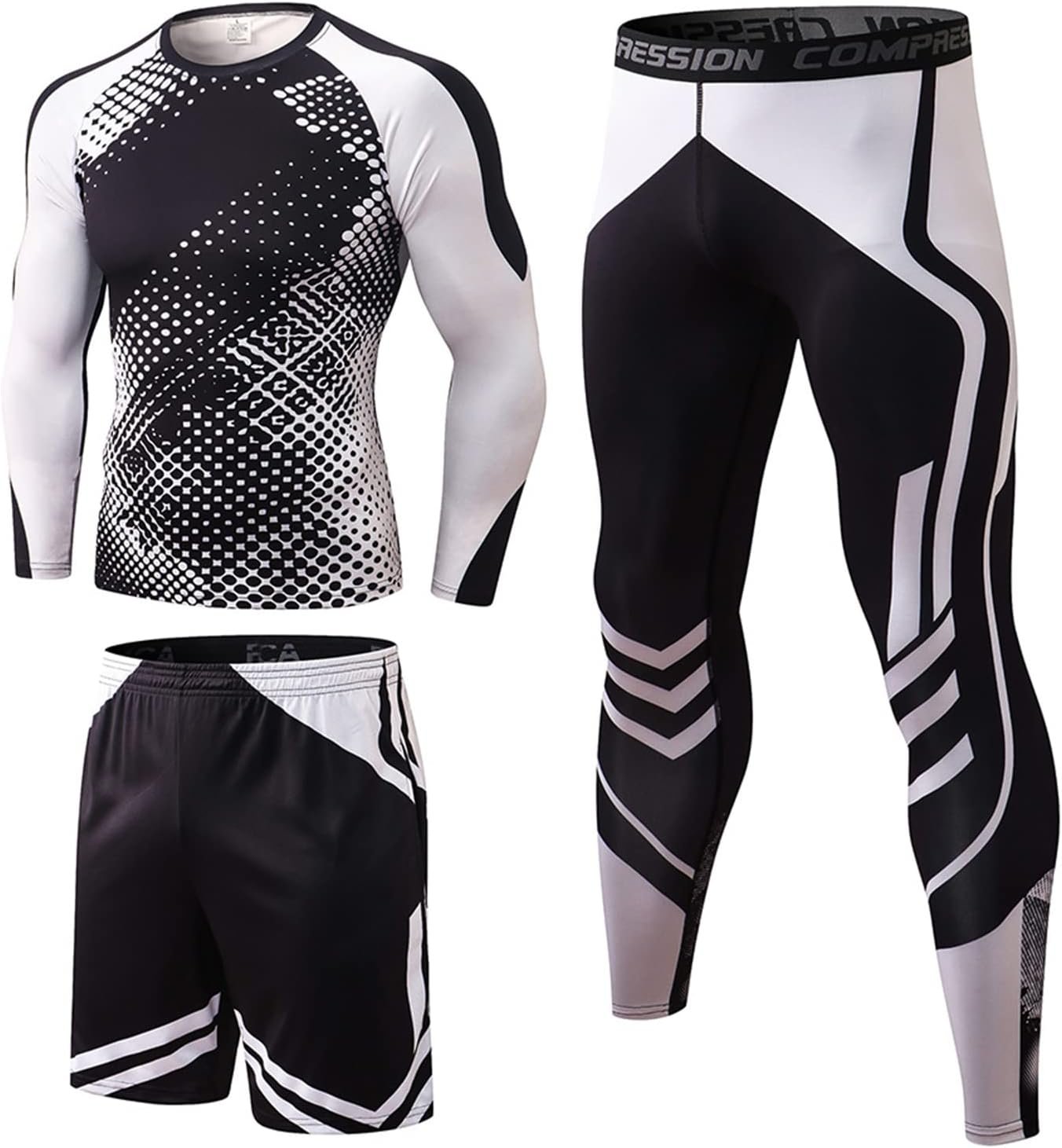 Men's Sportswear Set 3 Pieces Compression Set Sport Fitness Base ...