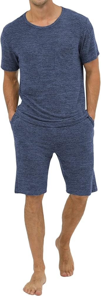 Men's Spring Summer Breathable Two Piece Pajamas Homewear ...