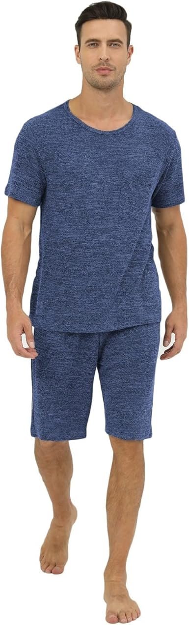 Men's Spring Summer Breathable Two Piece Pajamas Homewear ...