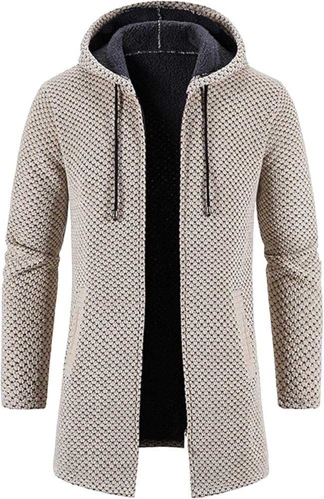 Men's Sweaters with Hooded Sweatshirt Thick Fleece Cardigan ...