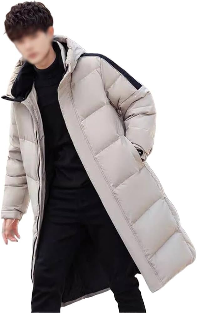 Men's Winter Down Jackets Long White Duck Down Coat Hooded ...