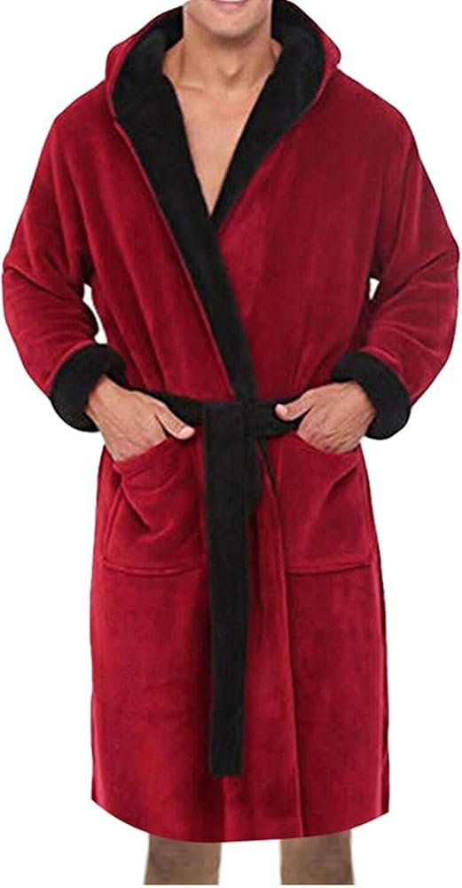mens bathrobe with belt hooded super soft bathrobe warm terry ...