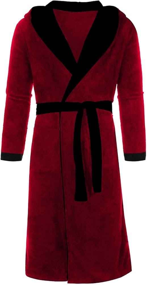 mens bathrobe with belt hooded super soft bathrobe warm terry ...