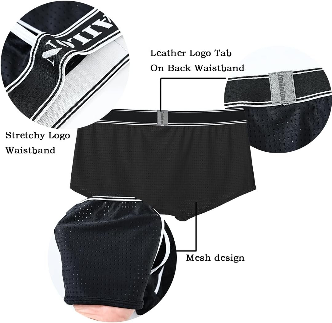 Mens Boxer Briefs Underwear Sexy Breathable Open Fly Mesh ...